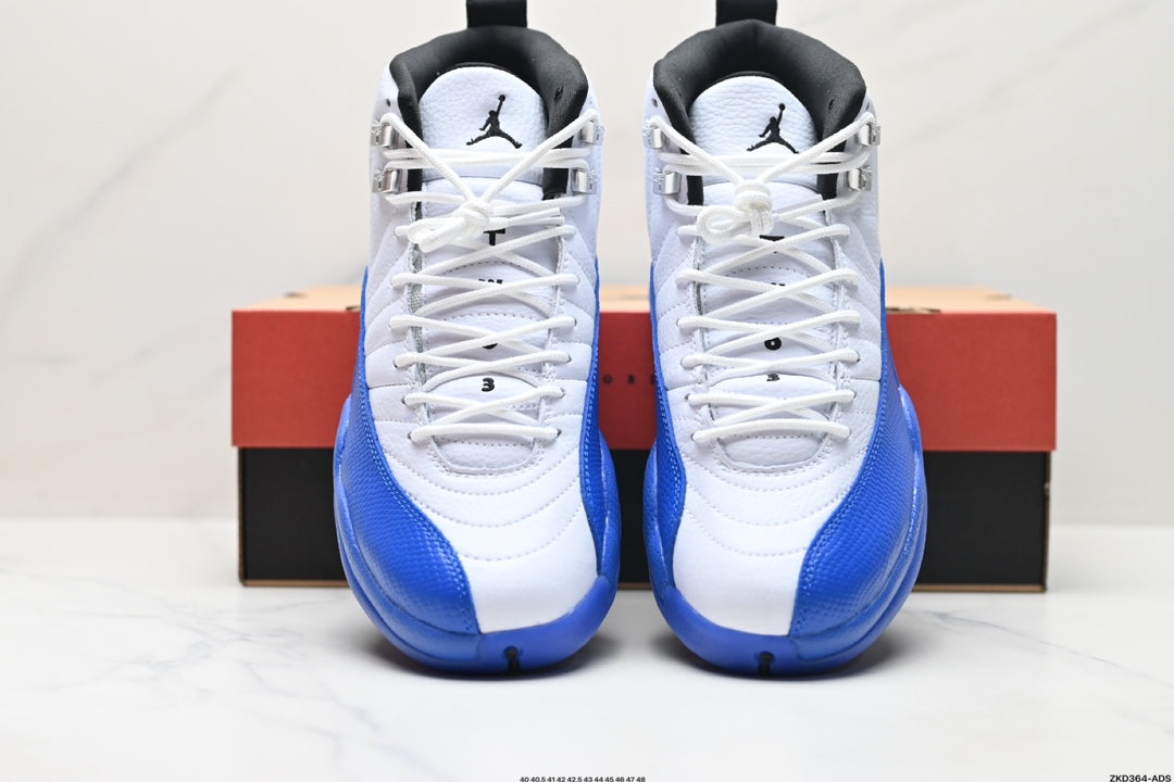 Nike Air Jordan 12 Retro High-Top Sneakers – White & Blue