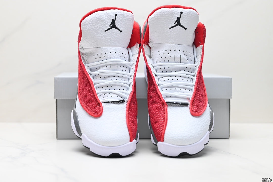 Nike Air Jordan 13 Retro Mid-Top Sneakers – Red, White & Black