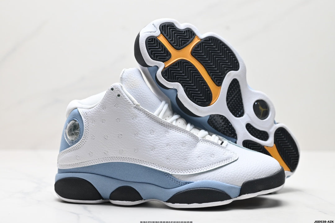 Nike Air Jordan 13 Retro Mid-Top Sneakers – White & Light Blue