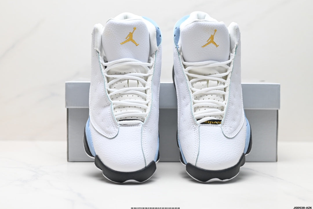 Nike Air Jordan 13 Retro Mid-Top Sneakers – White & Light Blue