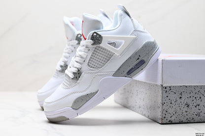 Nike Air Jordan 4 Retro Sneakers – White & Speckled Grey