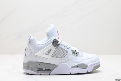 Nike Air Jordan 4 Retro Sneakers – White & Speckled Grey