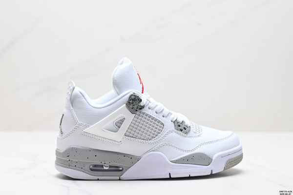 Nike Air Jordan 4 Retro Sneakers – White & Speckled Grey