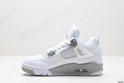 Nike Air Jordan 4 Retro Sneakers – White & Speckled Grey