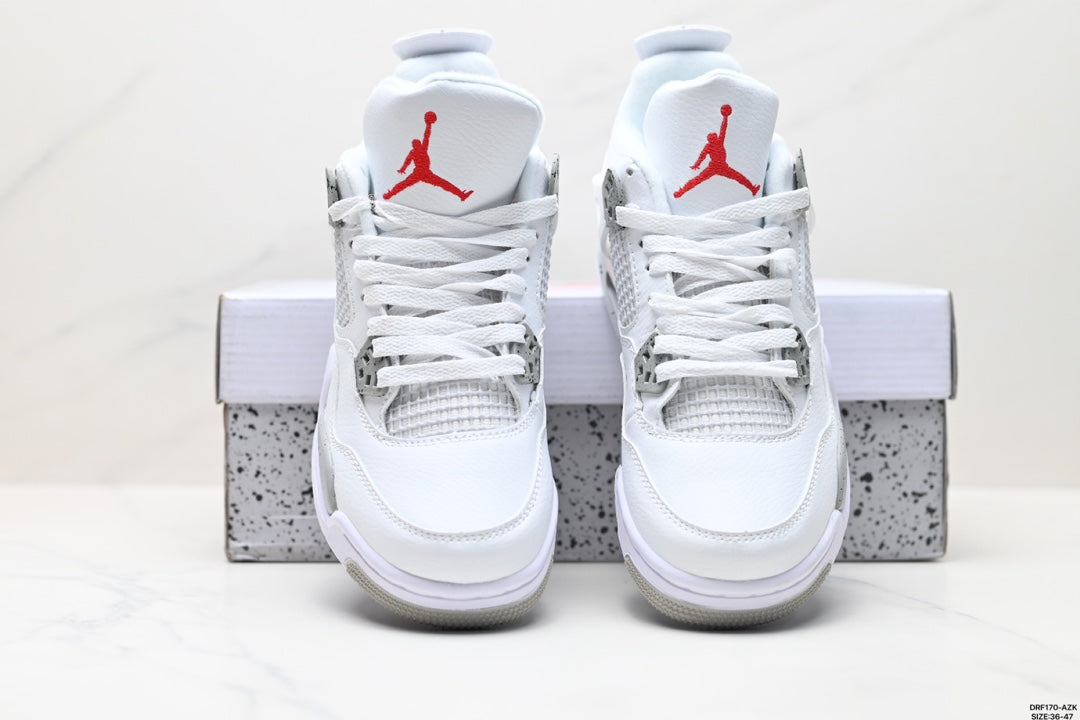 Nike Air Jordan 4 Retro Sneakers – White & Speckled Grey