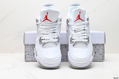 Nike Air Jordan 4 Retro Sneakers – White & Speckled Grey