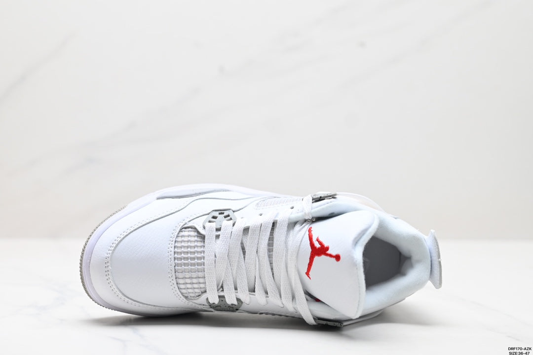 Nike Air Jordan 4 Retro Sneakers – White & Speckled Grey