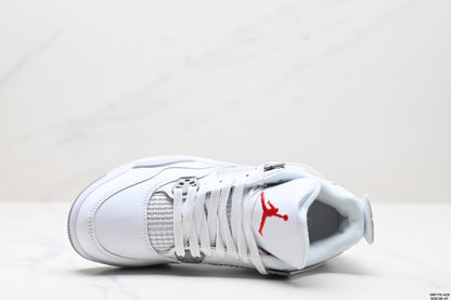 Nike Air Jordan 4 Retro Sneakers – White & Speckled Grey