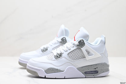 Nike Air Jordan 4 Retro Sneakers – White & Speckled Grey