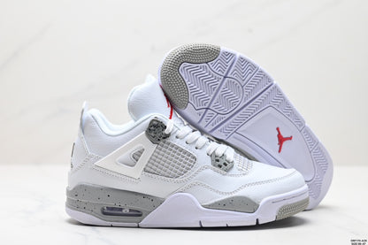 Nike Air Jordan 4 Retro Sneakers – White & Speckled Grey