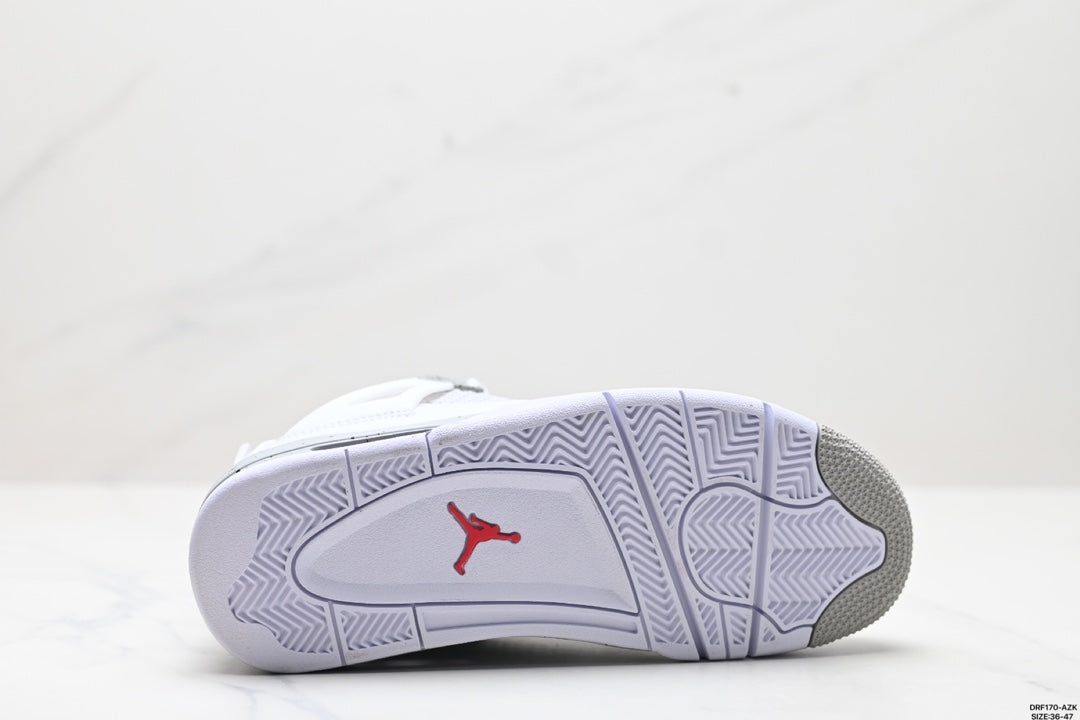 Nike Air Jordan 4 Retro Sneakers – White & Speckled Grey