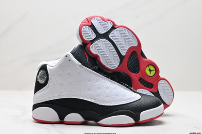 Nike Air Jordan 13 Retro Mid-Top Sneakers – White, Black & Red