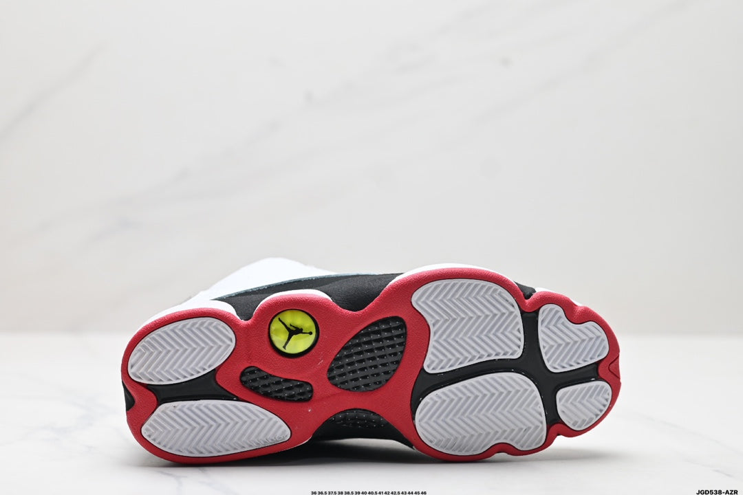 Nike Air Jordan 13 Retro Mid-Top Sneakers – White, Black & Red