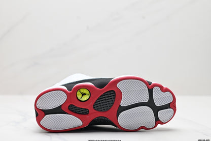 Nike Air Jordan 13 Retro Mid-Top Sneakers – White, Black & Red