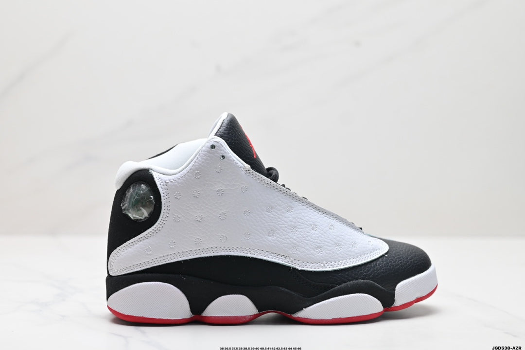 Nike Air Jordan 13 Retro Mid-Top Sneakers – White, Black & Red