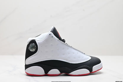 Nike Air Jordan 13 Retro Mid-Top Sneakers – White, Black & Red