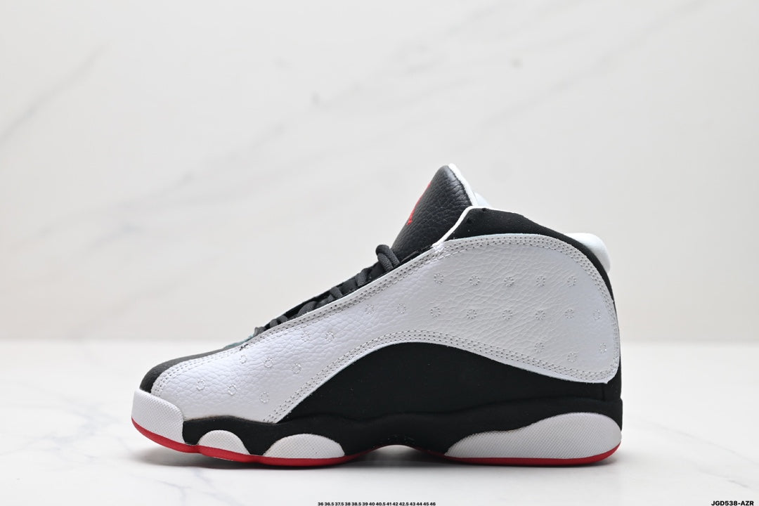 Nike Air Jordan 13 Retro Mid-Top Sneakers – White, Black & Red