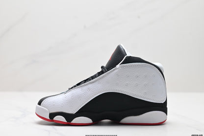 Nike Air Jordan 13 Retro Mid-Top Sneakers – White, Black & Red