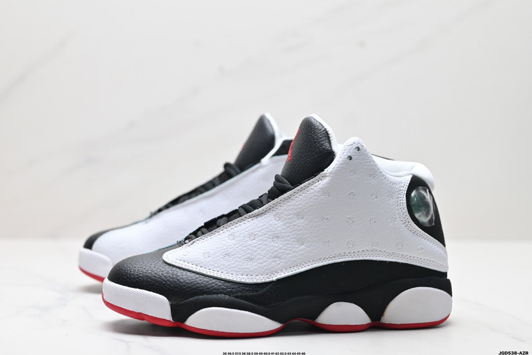 Nike Air Jordan 13 Retro Mid-Top Sneakers – White, Black & Red