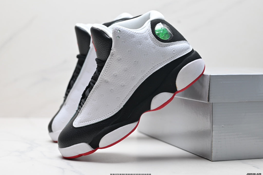 Nike Air Jordan 13 Retro Mid-Top Sneakers – White, Black & Red
