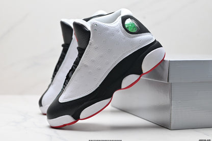 Nike Air Jordan 13 Retro Mid-Top Sneakers – White, Black & Red