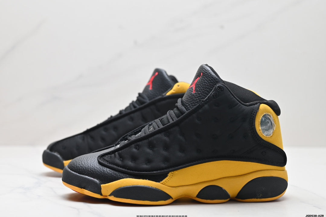 Nike Air Jordan 13 Retro Mid-Top Sneakers – Black & Yellow