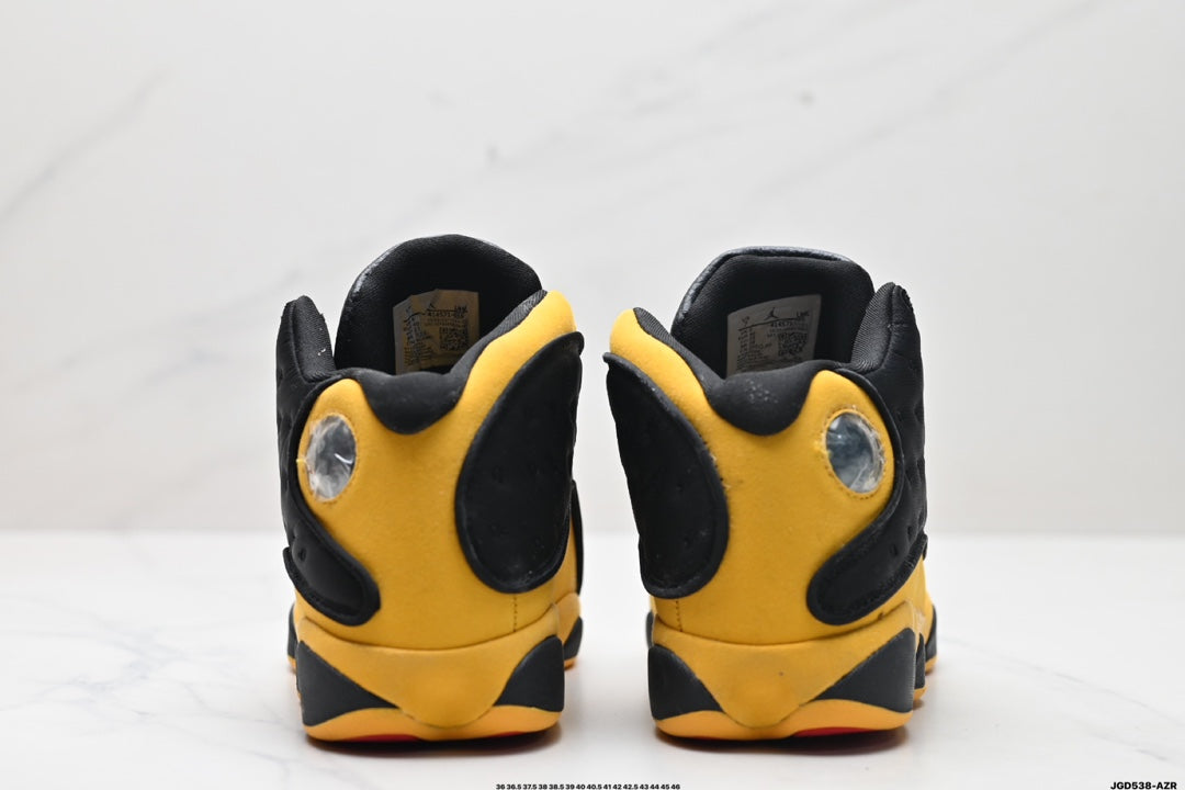 Nike Air Jordan 13 Retro Mid-Top Sneakers – Black & Yellow