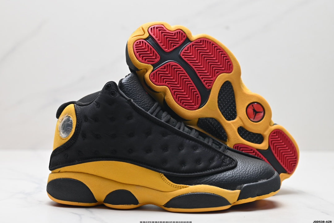 Nike Air Jordan 13 Retro Mid-Top Sneakers – Black & Yellow