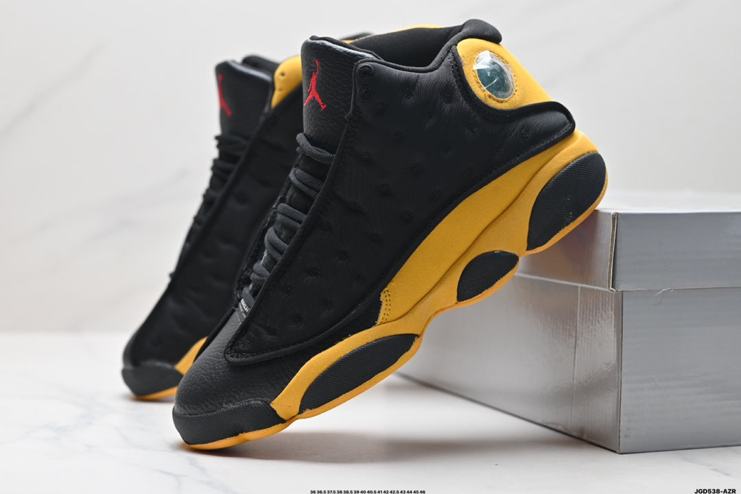 Nike Air Jordan 13 Retro Mid-Top Sneakers – Black & Yellow