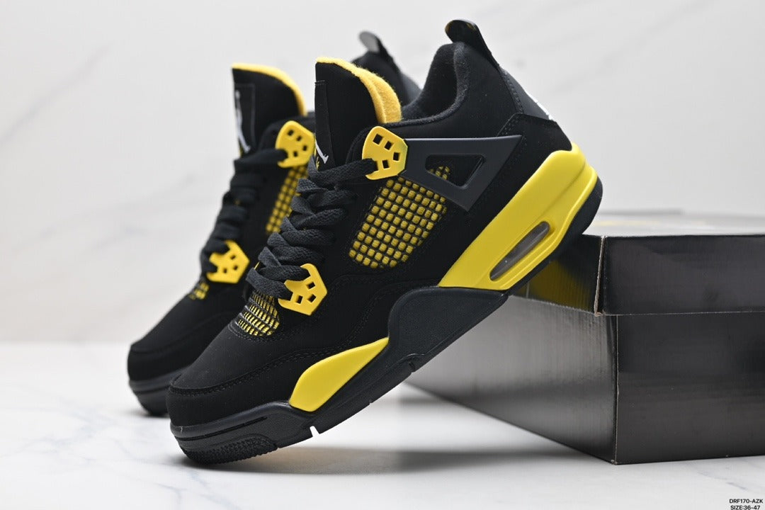 Nike Air Jordan 4 Retro Sneakers – Black & Yellow